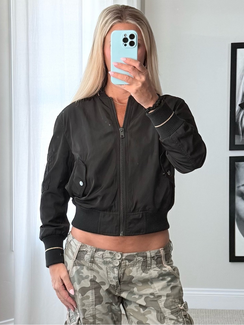 Mango Black Women's Bomber Jacket - Zip Front